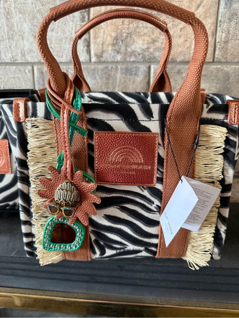 Kurt Geiger Woven Zebra-Print Tote with Matching Wallet. This is a set.